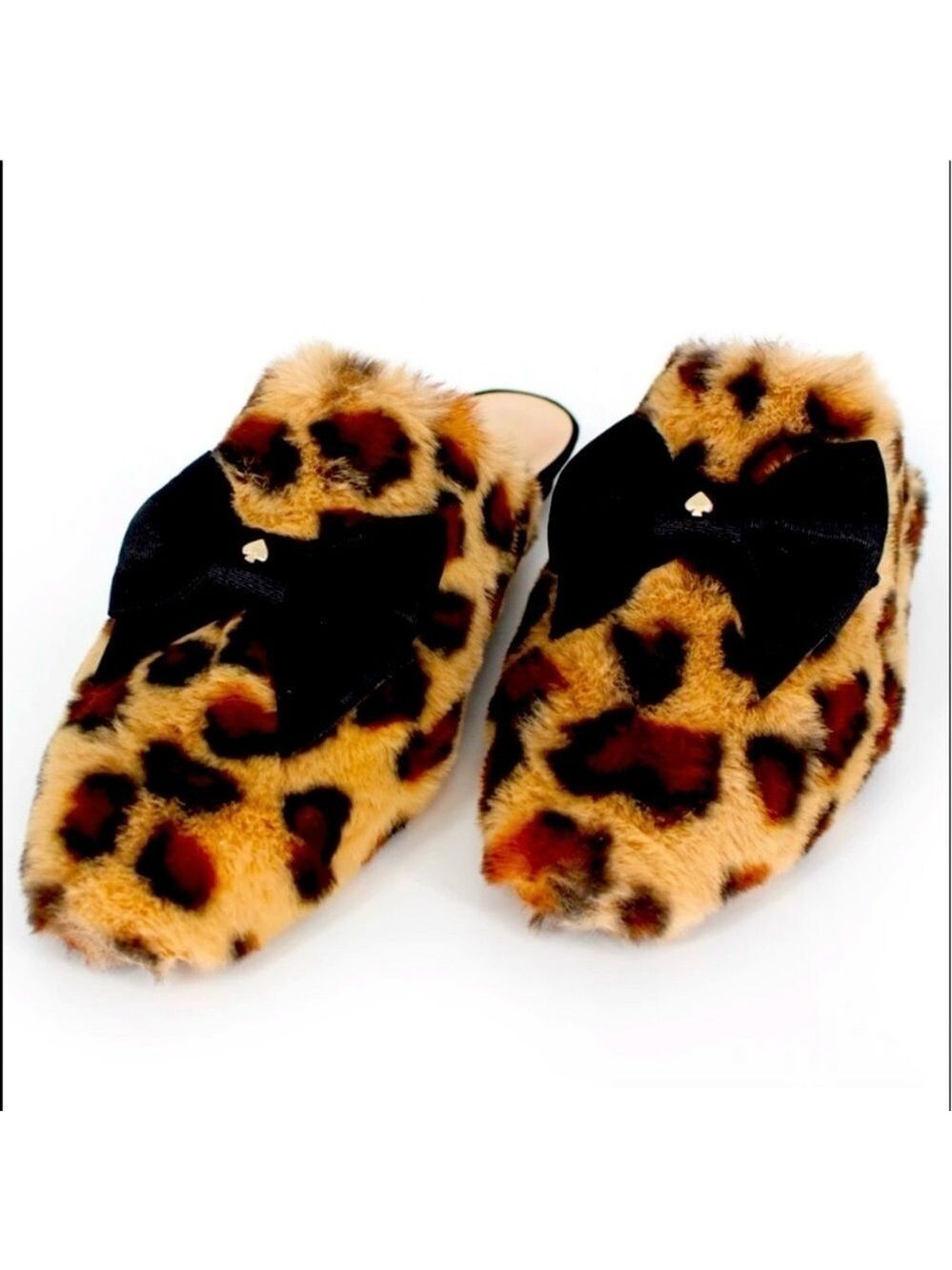 Kate Spade Leopard Faux Fur Slippers Animal Print Mob Wife - Picture 2 of 11